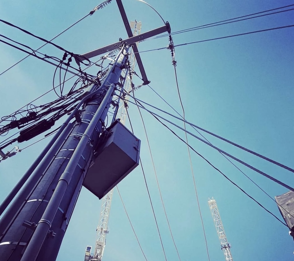 Utility pole and electrical construction work